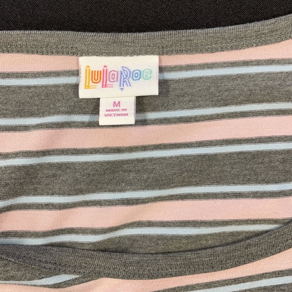 LuLaRoe New Pink Gray Blue Striped Julia Dress NWT - Picture 7 of 10